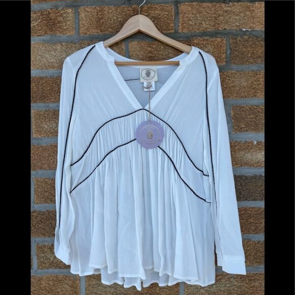 Muche et Muchette 1339b brandy pipped blouse medium - Picture 3 of 9